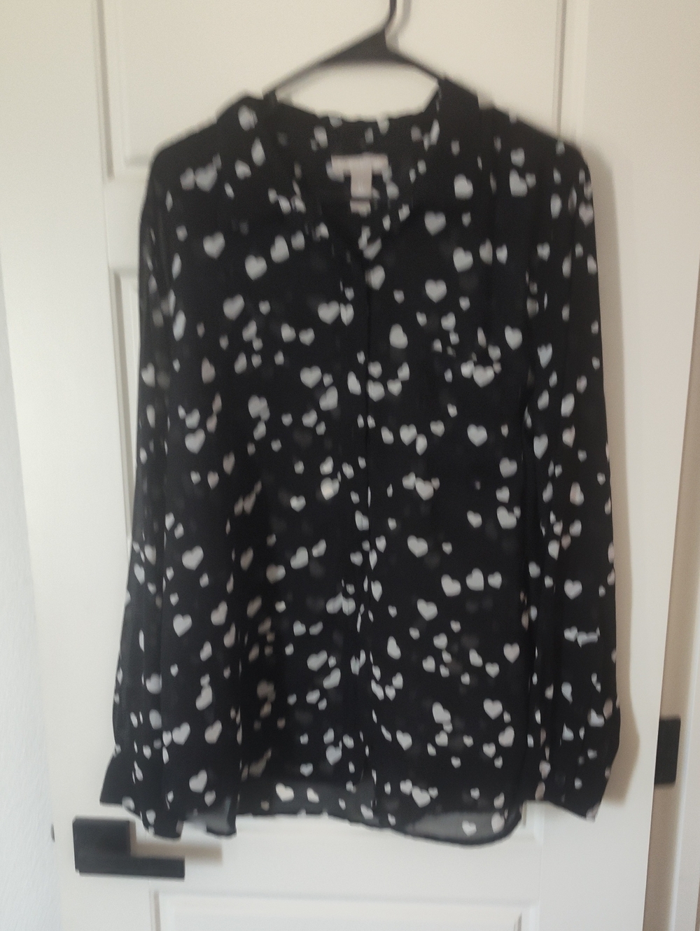 Banana Republic Black and White Heart Print Button-Down Cardigan
